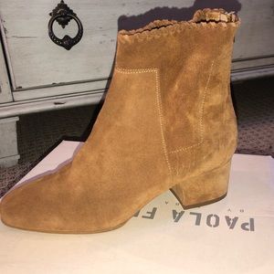 Women’s camel colored Swede ankle boots